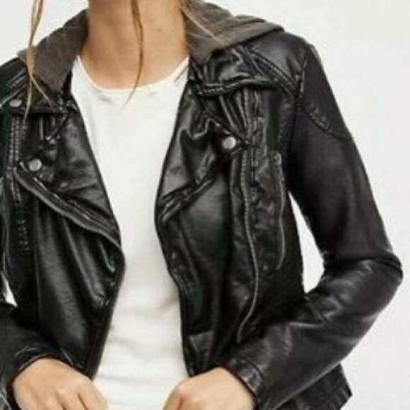 Free People Jackets & Blazers - Free People vegan leather Moto zipper wrist/pocket